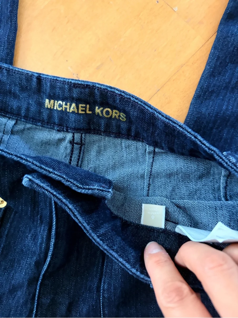 Michael Kors Navy High-Rise Wide-Leg Jeans